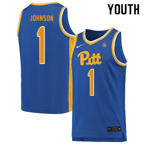 Youth #1 Xavier Johnson Pitt Panthers College Basketball Jerseys Sale-Blue
